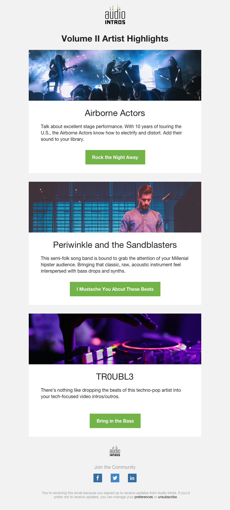 Audio Intros Newsletter