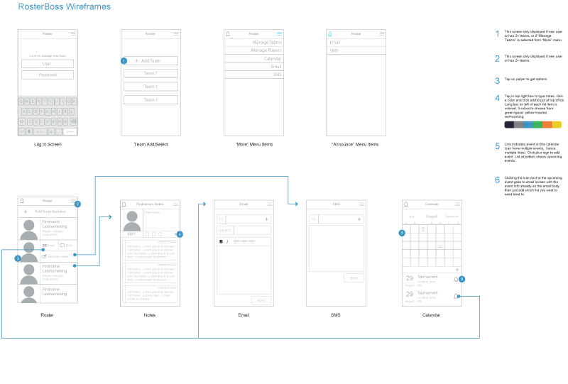 Roster Boss Wireframe